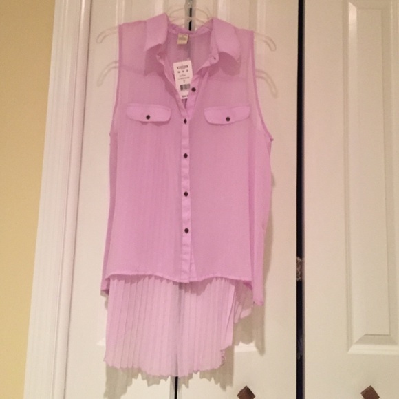 lilac chiffon button up tank