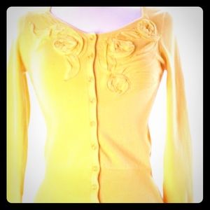 Yellow cotton-jersey cardigan