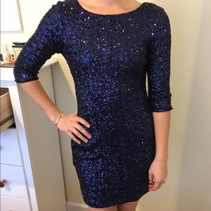 Navy blue sequin party dress