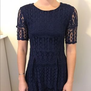 Navy blue lace cocktail dress