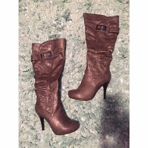 Grey over the knee high heel boots size 9