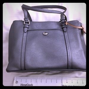Coach silver saffiano tote handbag