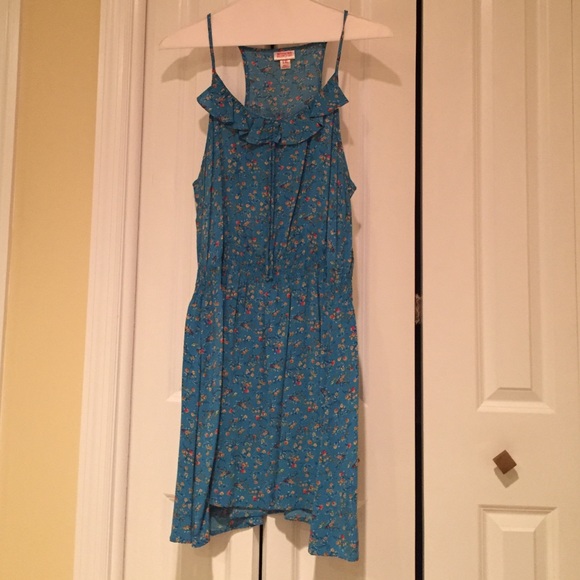 blue and floral sun dress