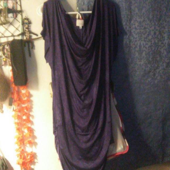 Peek a boo shoulder cow neck purple pretty shirt