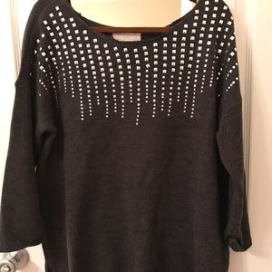 Gray Studded 3/4 Length Sweater