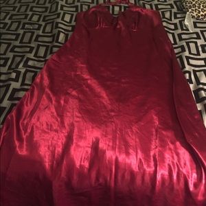 Red satin gown