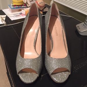 sparkly silver heels