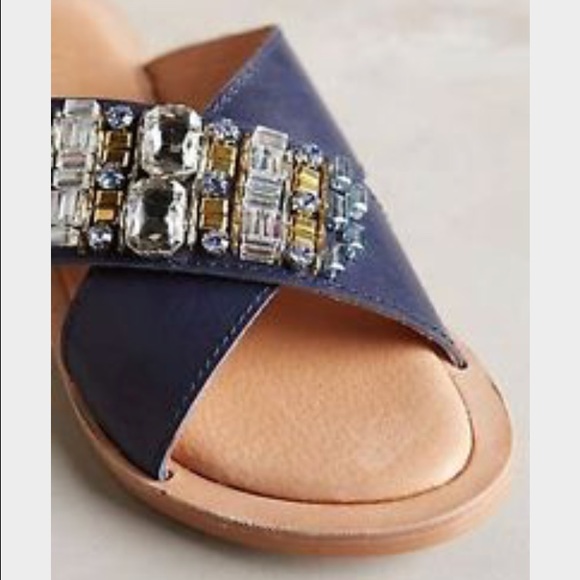 New Anthropologie Lien.Do Querida Slides, Navy, 9 - Picture 2 of 2