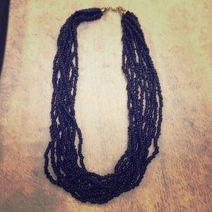 Vintage 10 strand black glass bead choker