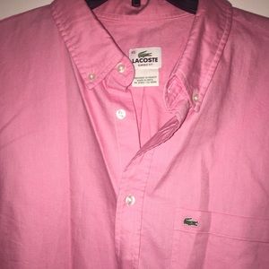 Men's pink Lacoste button up shirt !