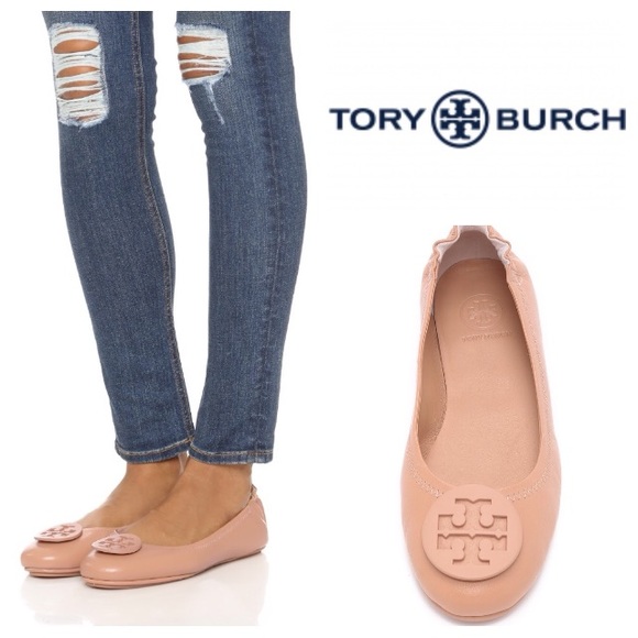 tory burch minnie travel ballet flat light oak