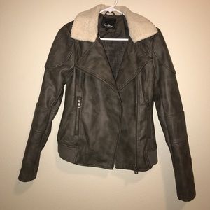 'Lauren' Asymmetrical Faux Leather Moto Jacket