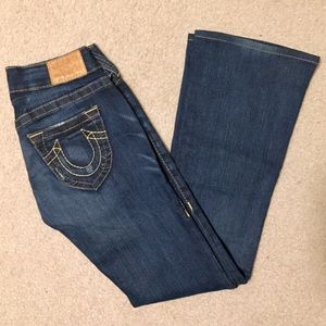 True Religion distressed flare jeans size 25
