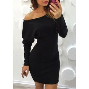Off the shoulder sweater knit bodycon dress