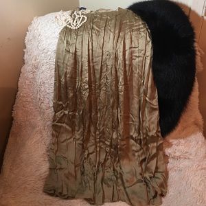 NWT Ralph Lauren 100% Silk Pleated Maxi in Gold