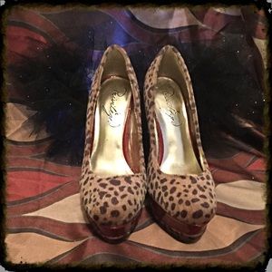 Red and black leopard print heels