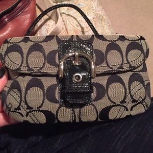 Coach black and grey wristlet