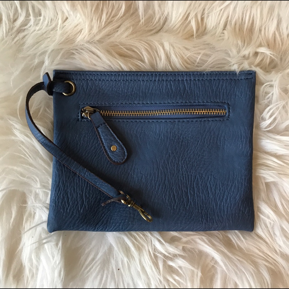 Free People Blue Leather Clutch