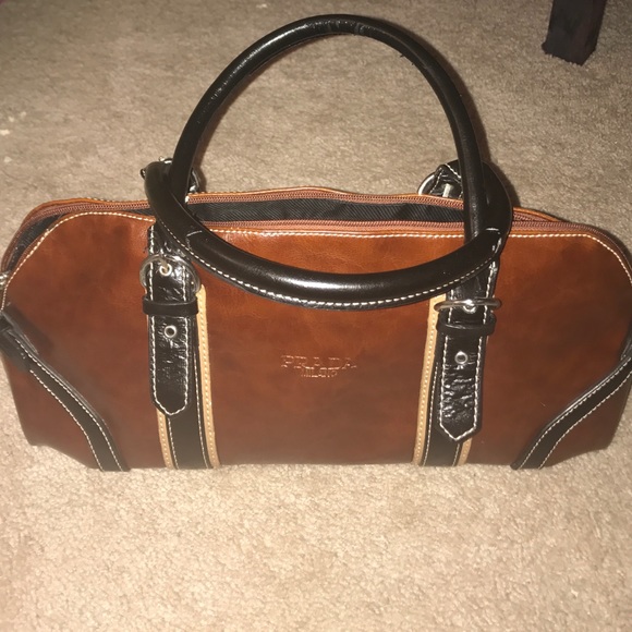 Prada Handbags - Prada Canvas Dark Brown Leather Tote