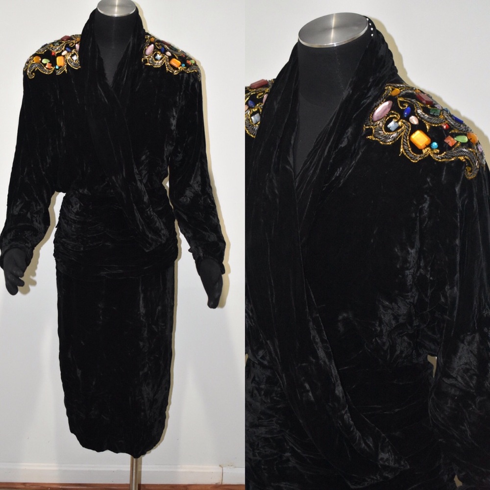 Vintage black velvet dress