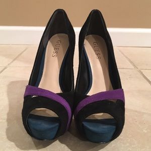 Guess Suede Open Toe Heel Shoes
