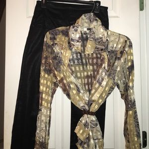 Rock & Republic NWOT Black Leggings and Piano Top