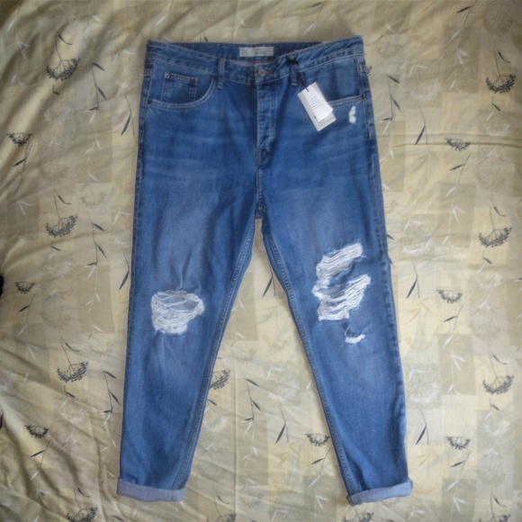 SOLD! Topshop Blue Ripped Hayden Boyfriend Jeans - Picture 2 of 4