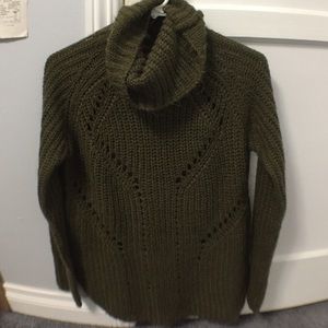 Olive green knit turtle neck sweater