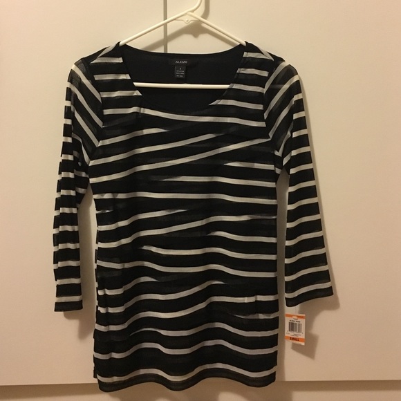 Alfani Striped Sheer Blouse (size Small)