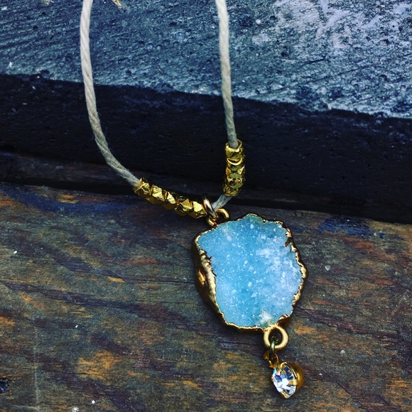 Host Pick 24k vermeil beads with blue raw Druzy - Picture 4 of 5