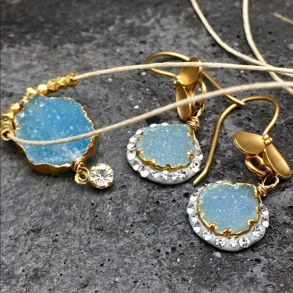 Host Pick 24k vermeil beads with blue raw Druzy - Picture 5 of 5