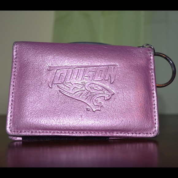 Pink Metallic Towson University Small Wallet