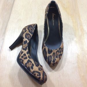 Lane Bryant leopard bulk brwn print 8w wide heels
