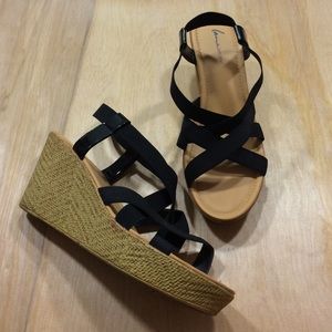 Lane Bryant size 12W wide open toe wedge sandals