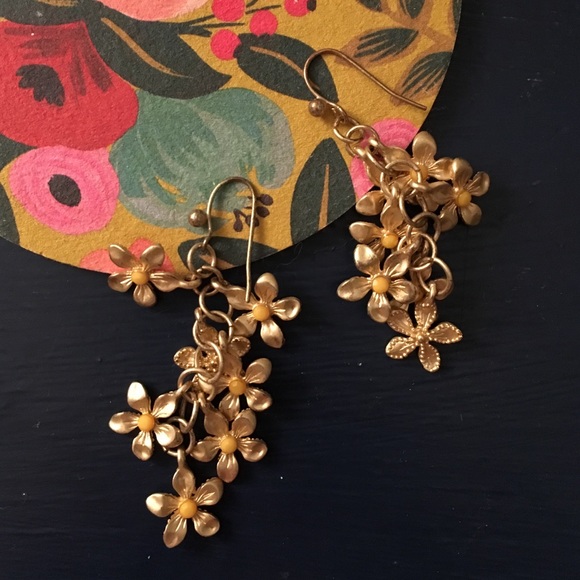 Anthropologie gold floral earrings