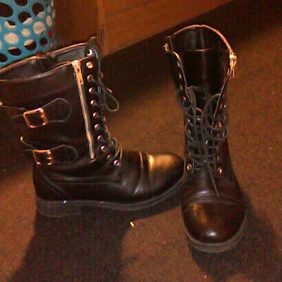 Black combat boots