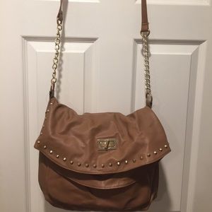 studded tan crossbody/ schoolbag