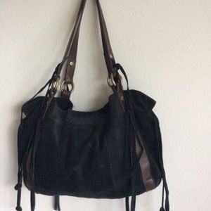 Lucky Brand Black Suede Tote Bag