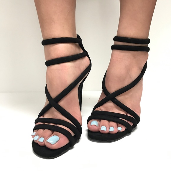 Black Strappy Stiletto Heel - Picture 4 of 6