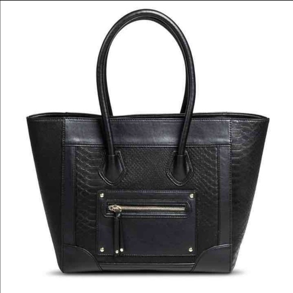 Black leather Celine like style tote bag