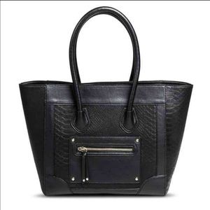Black leather Celine like style tote bag