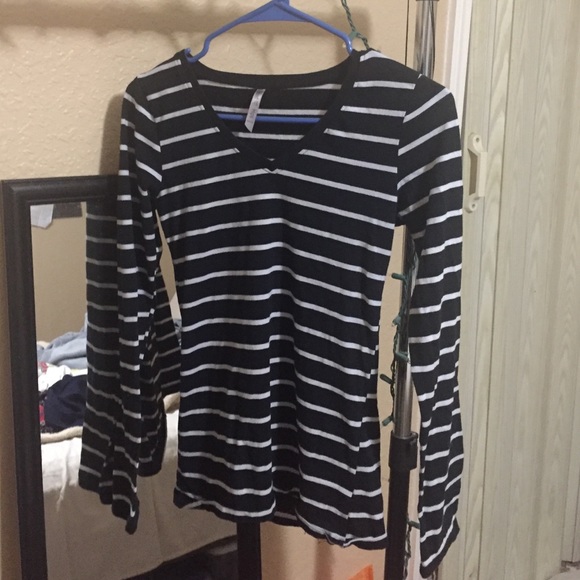 Small Black and White Striped Long Sleeve Shirt