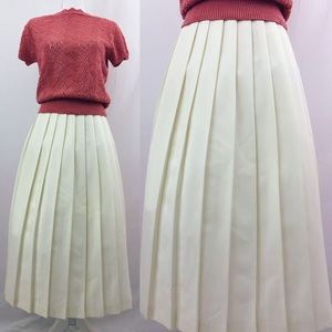 Vintage 80's Counterpart" Cream Pleated Long Skirt