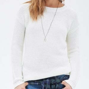 Forever 21 White Waffle Knit Sweater