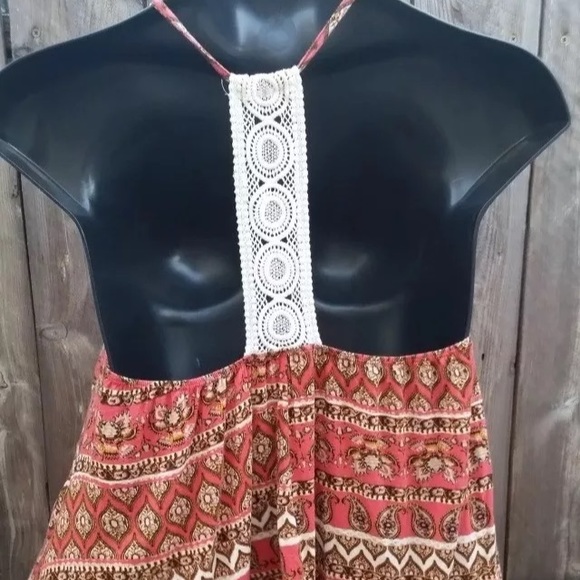 AZTEC BOHO LACE T-BACK TOP Women's XL