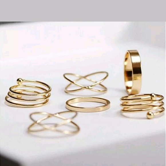 Six pieces midi rings gold plated fashion knuckle