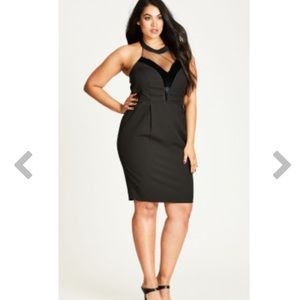*NWT* BLACK VELVET HALTER DRESS
