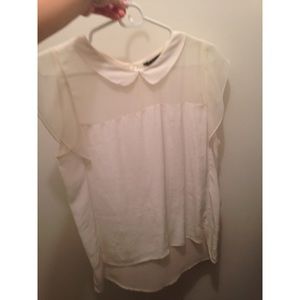 Zara collar top with frill shoulder