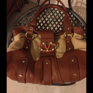 Valentino Beautiful Leather and Linen Handbag