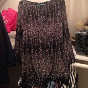 Topshop bell fluted sleeve floral dress